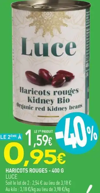 naturéO HARICOTS ROUGES - 400 G LUCE offre