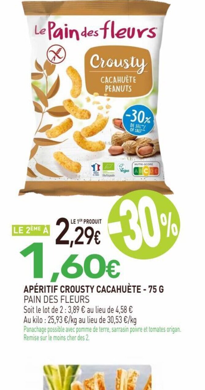 naturéO APÉRITIF CROUSTY CACAHUÈTE - 75 G offre