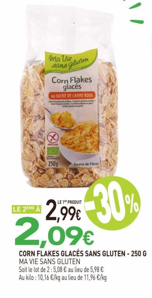 Promo CORN FLAKES GLACÉS SANS GLUTEN 250 G chez naturéO