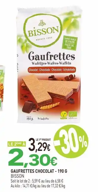naturéO GAUFRETTES CHOCOLAT - 190 G BISSON offre