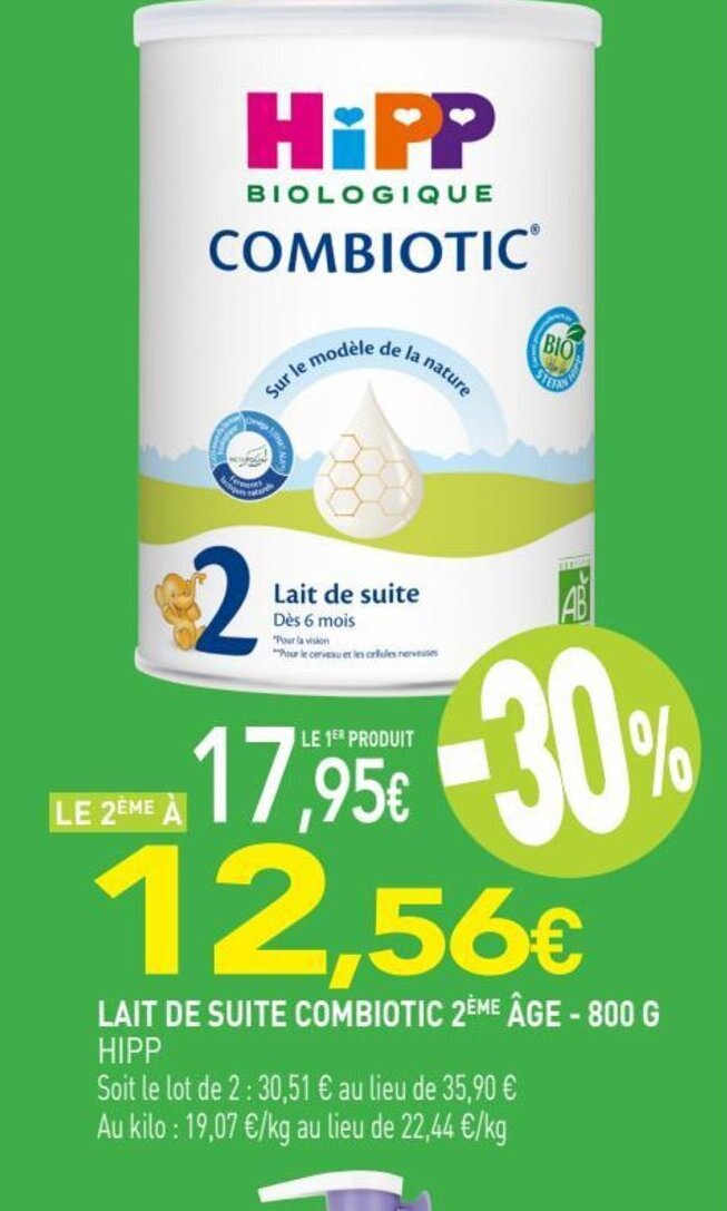 naturéO LAIT DE SUITE COMBIOTIC 2ÈME ÂGE - 800 G HIPP offre