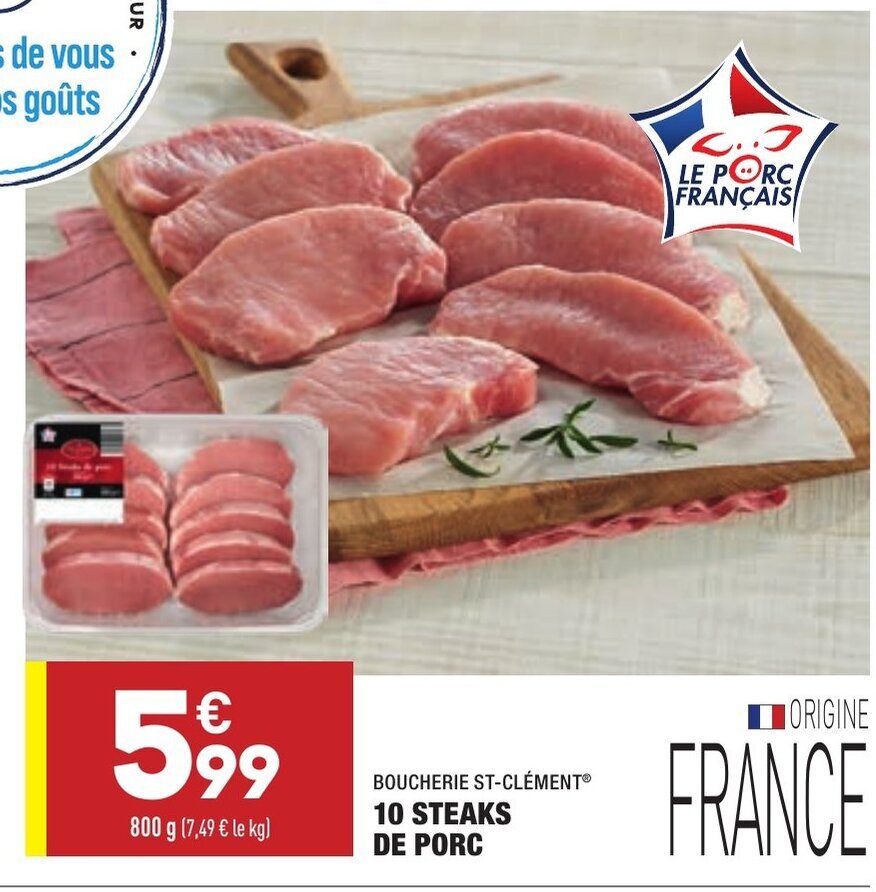 Promo 10 Steaks de porc chez ALDI