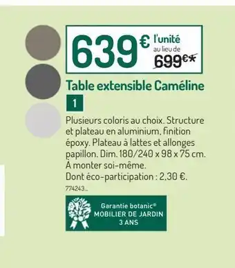 Table extensible caméline