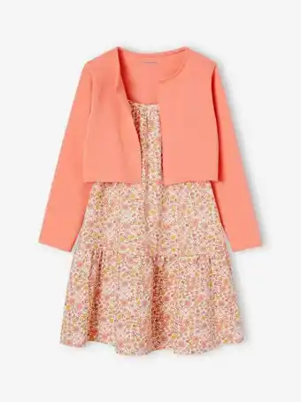 Vertbaudet Ensemble robe et bolero fille - corail offre