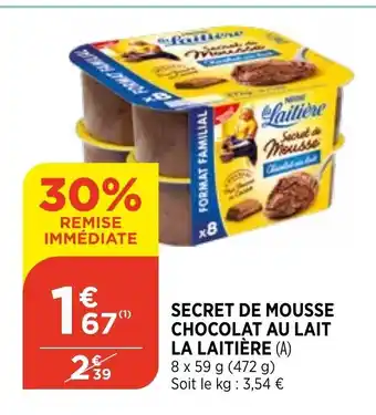 Secret de mousse chocolat au lait la laitière