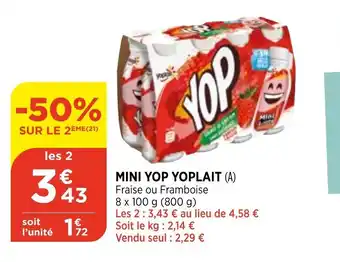 Bi1 Mini yop yoplait offre