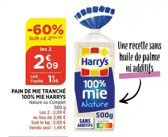 Bi1 Pain de mie tranché100% mie harrys offre