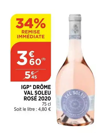 Bi1 IGP drôme val soleu rosé 2020 offre