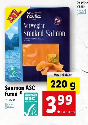 Lidl Saumon ASC fumé offre