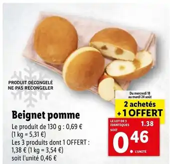 Lidl Beignet pomme offre