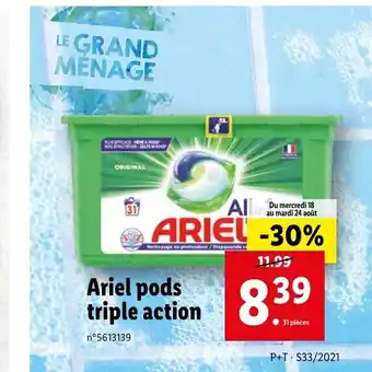 Lidl Ariel pods triple action offre