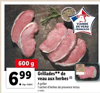 Lidl Grillades de veau aux herbes offre