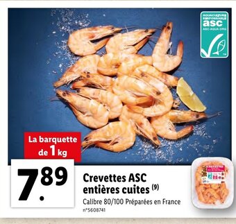 Lidl Crevettes ASC entières cuites offre
