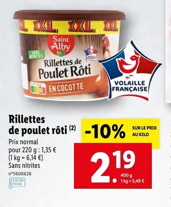 Lidl Rillettes de poulet rôti offre