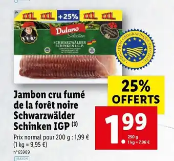 Lidl Jambon cru fumé de la forêt noire offre