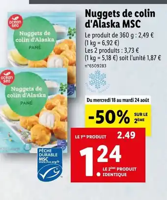 Lidl Nuggets de colin d'alaska MSC offre