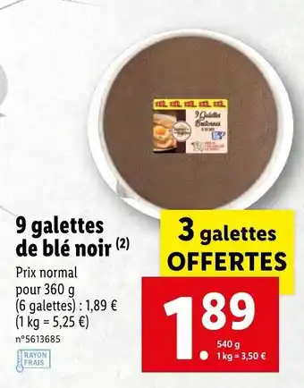 Lidl 9 Galettes de blé noir offre