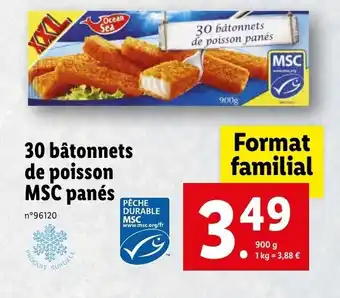 Lidl 30 Bâtonnets de poisson MSC panes offre