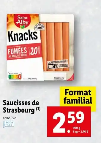Lidl Saucisses de strasbourg offre