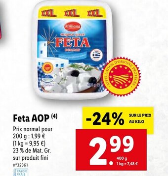 Lidl Feta AOP offre