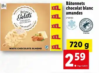Lidl Bâtonnets chocolat blanc amandes offre
