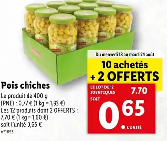 Lidl Pois chiches offre