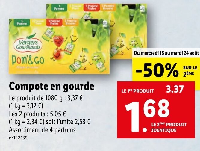 Promo Compote en gourde chez Lidl