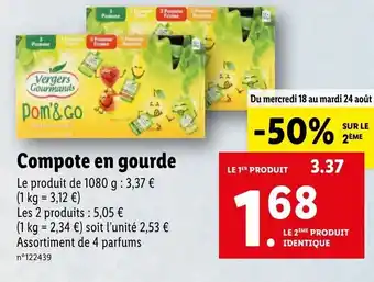 Lidl Compote en gourde offre