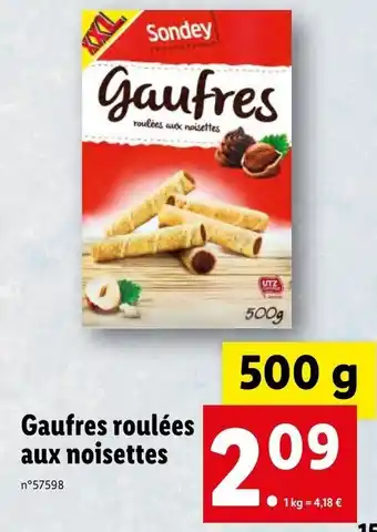 Lidl Gaufres roulées aux noisettes offre