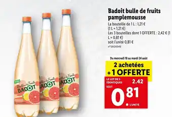 Lidl Badoit bulle de fruits pamplemousse offre