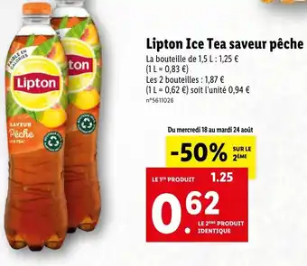Lidl Lipton ice tea saveur pêche offre