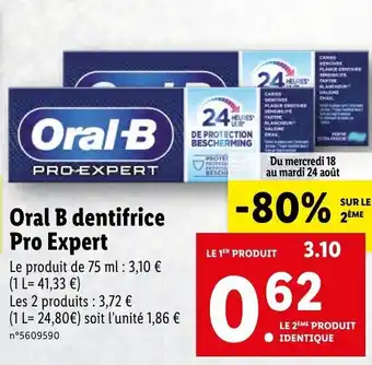 Lidl Oral B dentifrice pro expert offre