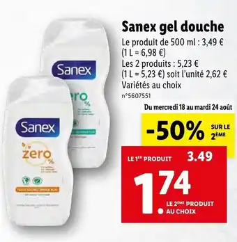 Lidl Sanex gel douche offre