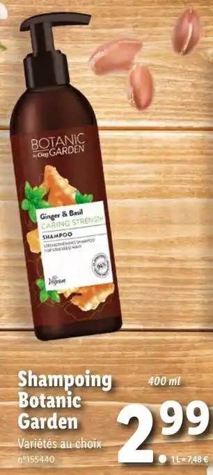 Lidl Shampoing botanic garden offre