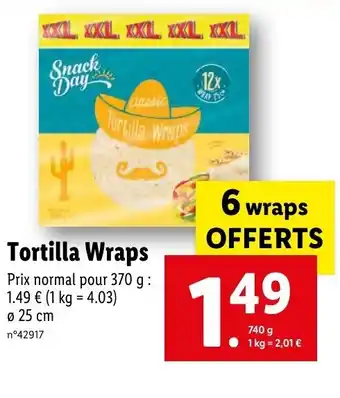 Lidl Tortilla wraps offre