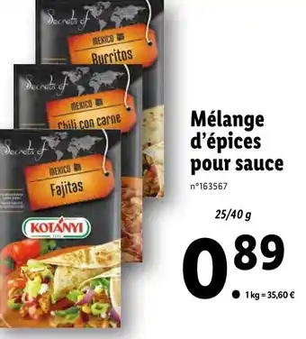 Lidl Mélange d'épices pour sauce offre