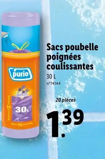 Lidl Sacs poubelle poignées coulissantes offre