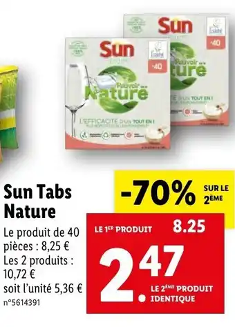 Lidl Sun tabs nature offre