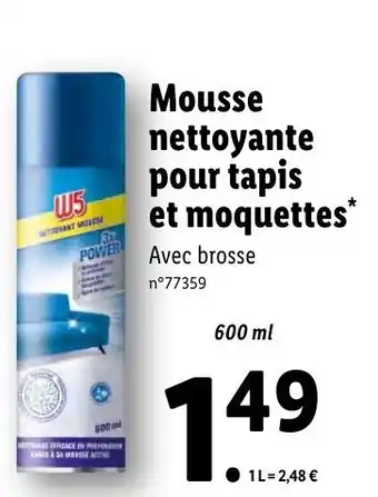 Lidl Mousse nettoyante pour tapis et moquettes offre