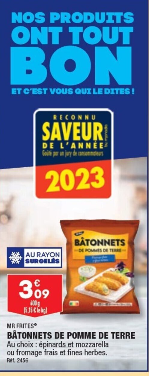 ALDI BÂTONNETS DE POMME DE TERRE offre