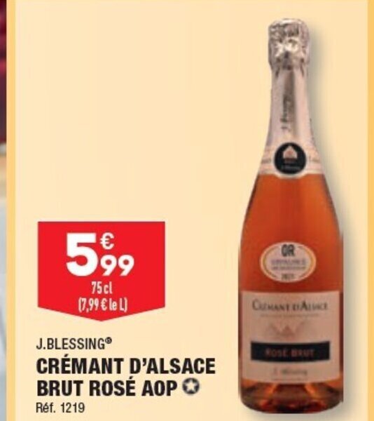 ALDI CRÉMANT D'ALSACE BRUT ROSÉ AOP ✪ offre