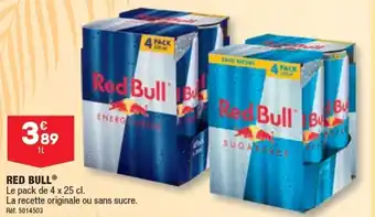 ALDI RED BULL Le pack de 4 x 25 cl. offre