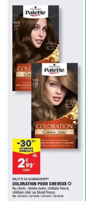 ALDI PALETTE DE SCHWAR OPFⓇ COLORATION POUR CHEVEUX ✪ Au choix : teinte noire, châtain foncé, châtain clair ou blond foncé. offre