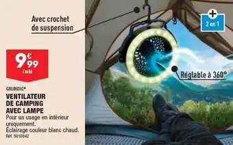 ALDI VENTILATEUR DE CAMPING AVEC LAMPE offre