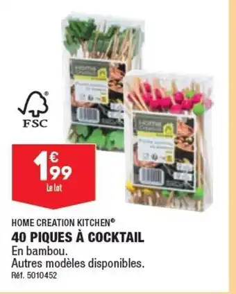 40 PIQUES Ă COCKTAIL En bambou.