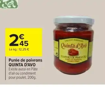 Carrefour Purée de poivrons QUINTA D'AVO Existe aussi en Pâte d'ail ou condiment pour poulet, 200g. offre