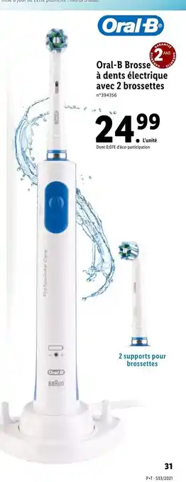 Lidl Oral-B Brosse à Dents Electrique Acev 2 Brossettes offre
