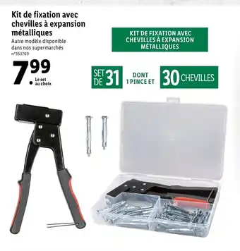Lidl Kit De Fixation Avec Chevilles à Expansion Metalliques offre