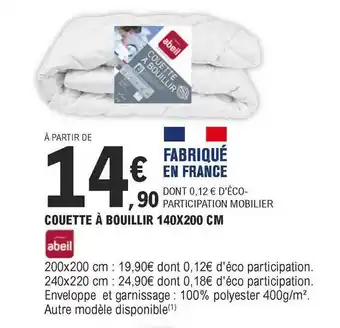 E.Leclerc Couette à Bouillir 140 X 200 Cm Abeil offre