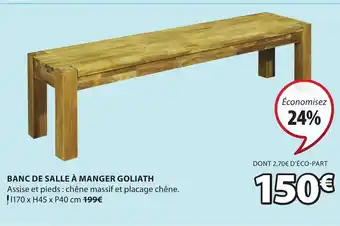 JYSK Banc de Salle à Manger Goliath offre